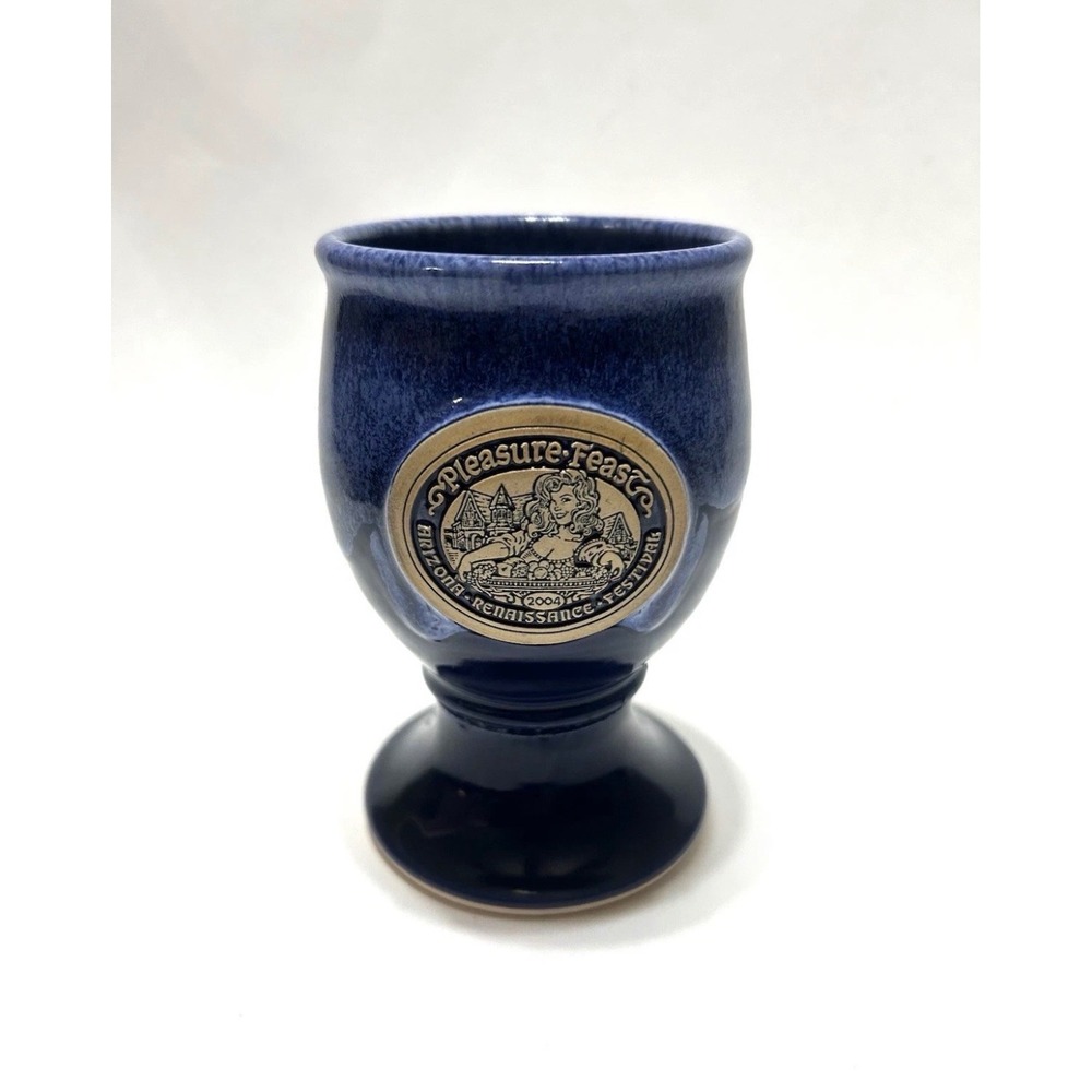 Arizona Renaissance Festival 2004 Pleasure‎ Feast Blue Stoneware Goblet Chalice